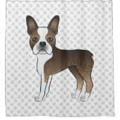Brindle Boston Terrier Cute Cartoon Dog & Paws Douchegordijn (Voorkant)