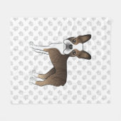 Brindle Boston Terrier Cute Cartoon Dog & Paws Fleece Deken (Voorkant (Horizontaal))