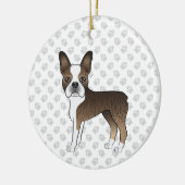 Brindle Boston Terrier Cute Cartoon Dog & Paws Keramisch Ornament (Links)