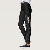 Brindle Boston Terrier Cute Cartoon Dog & Paws Leggings (Links)