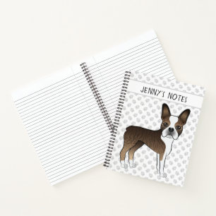 Brindle Boston Terrier Cute Cartoon Dog & Text Notitieboek
