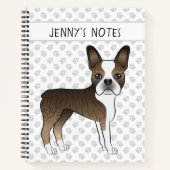 Brindle Boston Terrier Cute Cartoon Dog & Text Notitieboek (Voorkant)