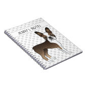 Brindle Boston Terrier Cute Cartoon Dog & Text Notitieboek (Rechterzijde)