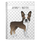Brindle Boston Terrier Cute Cartoon Dog & Text Notitieboek (Voorkant)