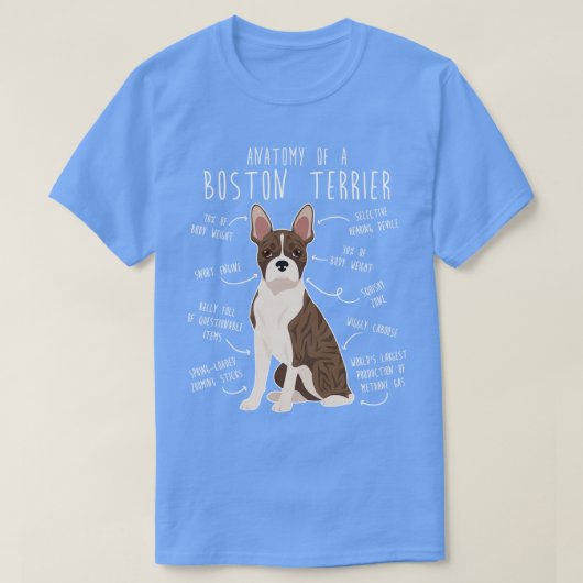 Brindle Boston Terrier Hondenanatomie T-shirt (Design voorkant)