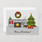 Brindle Boston Terrier in een feestelijke kerstzaa Briefkaart (Voorkant / Achterkant)