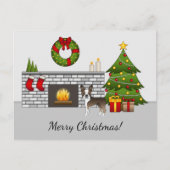 Brindle Boston Terrier in een feestelijke kerstzaa Briefkaart (Voorkant)