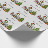 Brindle Boston Terrier in een feestelijke kerstzaa Cadeaupapier (Hoek)