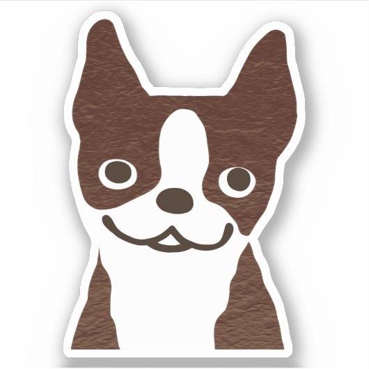 Brindle Boston Terrier Schattigee Cartoon Dog Viny Sticker (Voorkant)