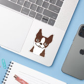 Brindle Boston Terrier Schattigee Cartoon Dog Viny Sticker (Laptop met iPhone)