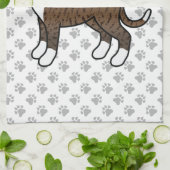 Brindle Boxer Cute Cartoon Dog & Paws Theedoek (Gevouwen)