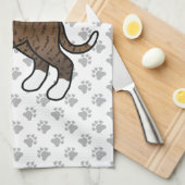 Brindle Boxer Cute Cartoon Dog & Paws Theedoek (Quarter Fold)