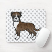 Brindle Boxer Dog Cute Cartoon Illustratie & poten Muismat (Met muis)