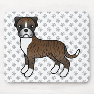 Brindle Boxer Dog Cute Cartoon Illustratie & poten Muismat