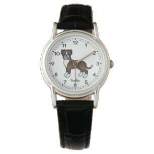 Brindle Boxer Dog Cute Illustratie en aangepaste n Horloge