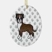 Brindle Boxer Dog Cute Illustration & Paws Keramisch Ornament (Rechts)