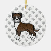 Brindle Boxer Dog Cute Illustration & Paws Keramisch Ornament (Voorkant)