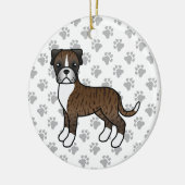 Brindle Boxer Dog Cute Illustration & Paws Keramisch Ornament (Links)
