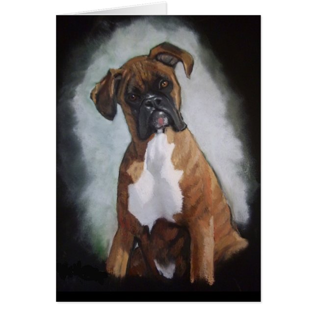 Brindle Boxer Dog in oliepastel: Cute Animal Art (Voorkant)