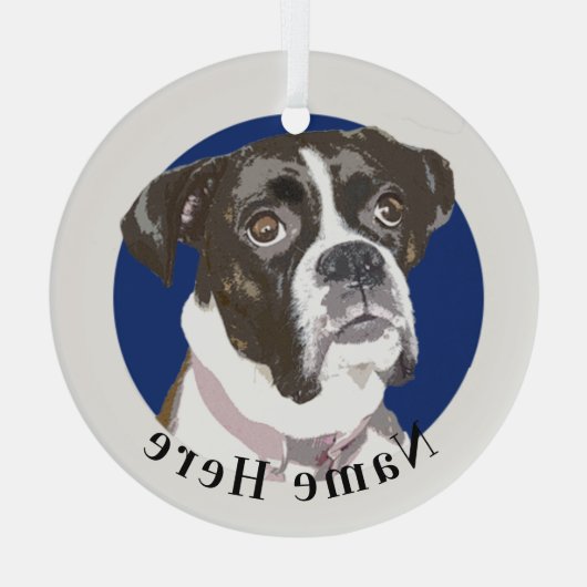Brindle Boxer Dog kerstversiering Glas Ornament (Achterkant)