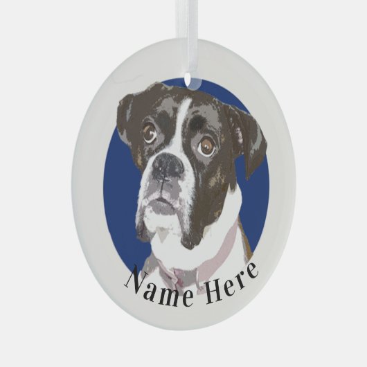 Brindle Boxer Dog kerstversiering Glas Ornament (Voorkant Rechts)