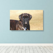Brindle Boxer Dog Permanent Canvas Afdruk (Insitu (Houten vloer))