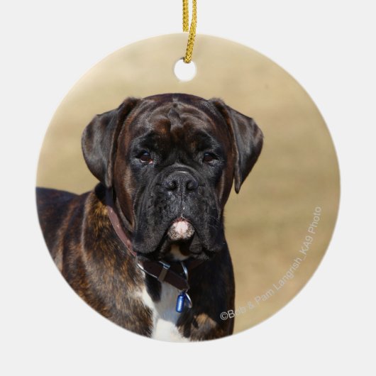 Brindle Boxer Dog Permanent Keramisch Ornament (Voorkant)