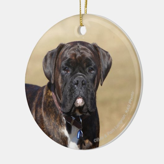 Brindle Boxer Dog Permanent Keramisch Ornament (Links)