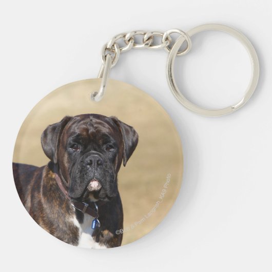 Brindle Boxer Dog Permanent Sleutelhanger (Achterkant)