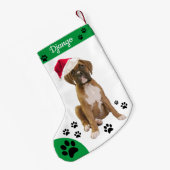Brindle Boxer Dog, Santa Dog Kleine Kerstsok (Achterkant (Hangend))