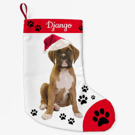 Brindle Boxer Dog, Santa Dog Kleine Kerstsok