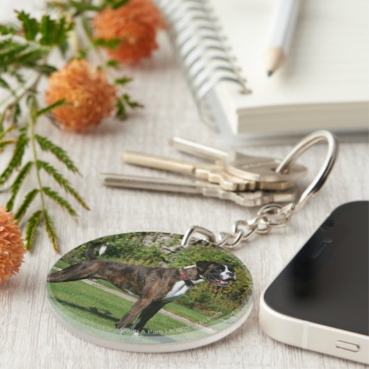 Brindle Boxer Dog Show Stance Sleutelhanger (Voorkant Rechts)