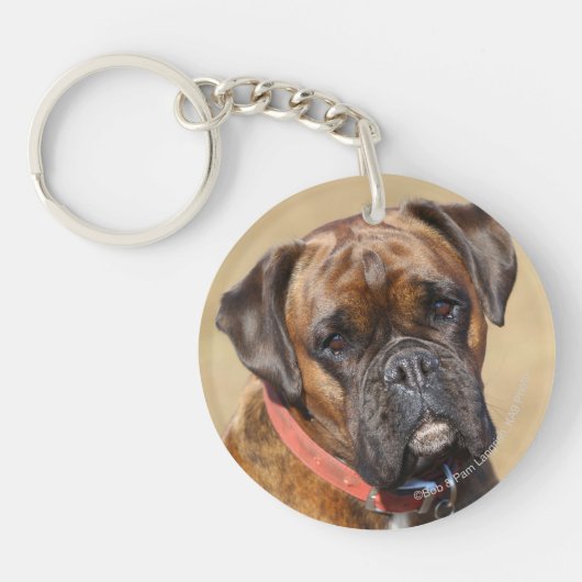 Brindle Boxer Dog Sleutelhanger (Voorkant)