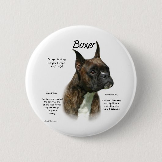 Brindle Boxer Geschiedenis Ronde Button 5,7 Cm (Voorkant)