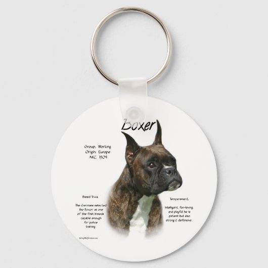 Brindle Boxer Geschiedenis Sleutelhanger (Voorkant)