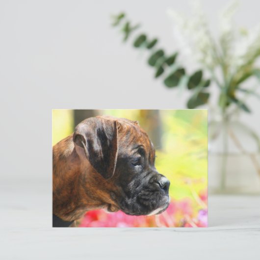 Brindle Boxer puppy briefkaart (Staand voorkant)