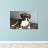 Brindle Boxer Puppy Canvas Afdruk (Insitu (Houten vloer))