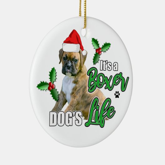 Brindle Boxer Puppy kerstversiering Keramisch Ornament (Rechts)