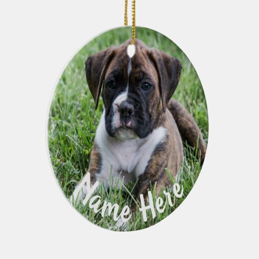 Brindle Boxer Puppy kerstversiering Keramisch Ornament (Rechts)