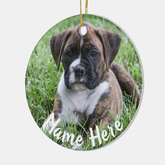 Brindle Boxer Puppy kerstversiering Keramisch Ornament (Links)