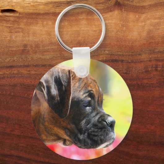 Brindle Boxer puppy sleutelhanger (Voorkant)