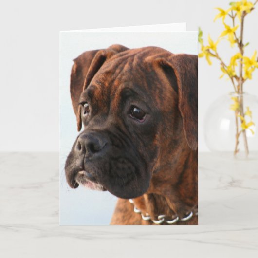 Brindle boxerpuppy wenskaart kaart (Gele Bloem)