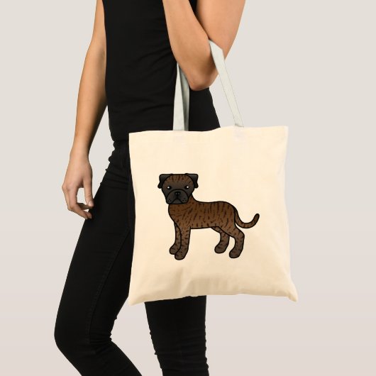 Brindle Bullmastiff Cartoon Dog Tote Bag (Voorkant (product))