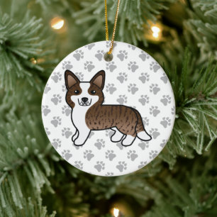 Brindle Cardigan Welsh Corgi Cartoon Dog Keramisch Ornament