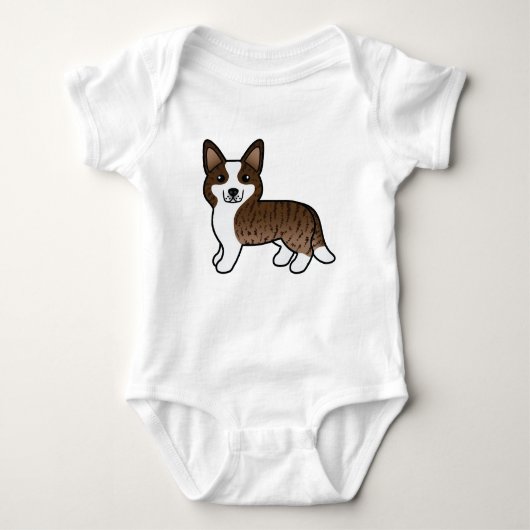 Brindle Cardigan Welsh Corgi Cartoon Dog Romper (Voorkant)