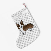 Brindle Cardigan Welsh Corgi Dog & Name Kleine Kerstsok (Achterkant (Hangend))