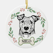 Brindle Dog gepersonaliseerde handtekening Keramisch Ornament (Voorkant)