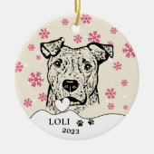 Brindle Dog gepersonaliseerde handtekening Keramisch Ornament (Voorkant)