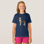 Brindle en White Boston Terrier Cute Dog T-shirt (Voorkant volledig)