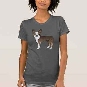 Brindle en White Boston Terrier Dog Illustratie T-shirt
